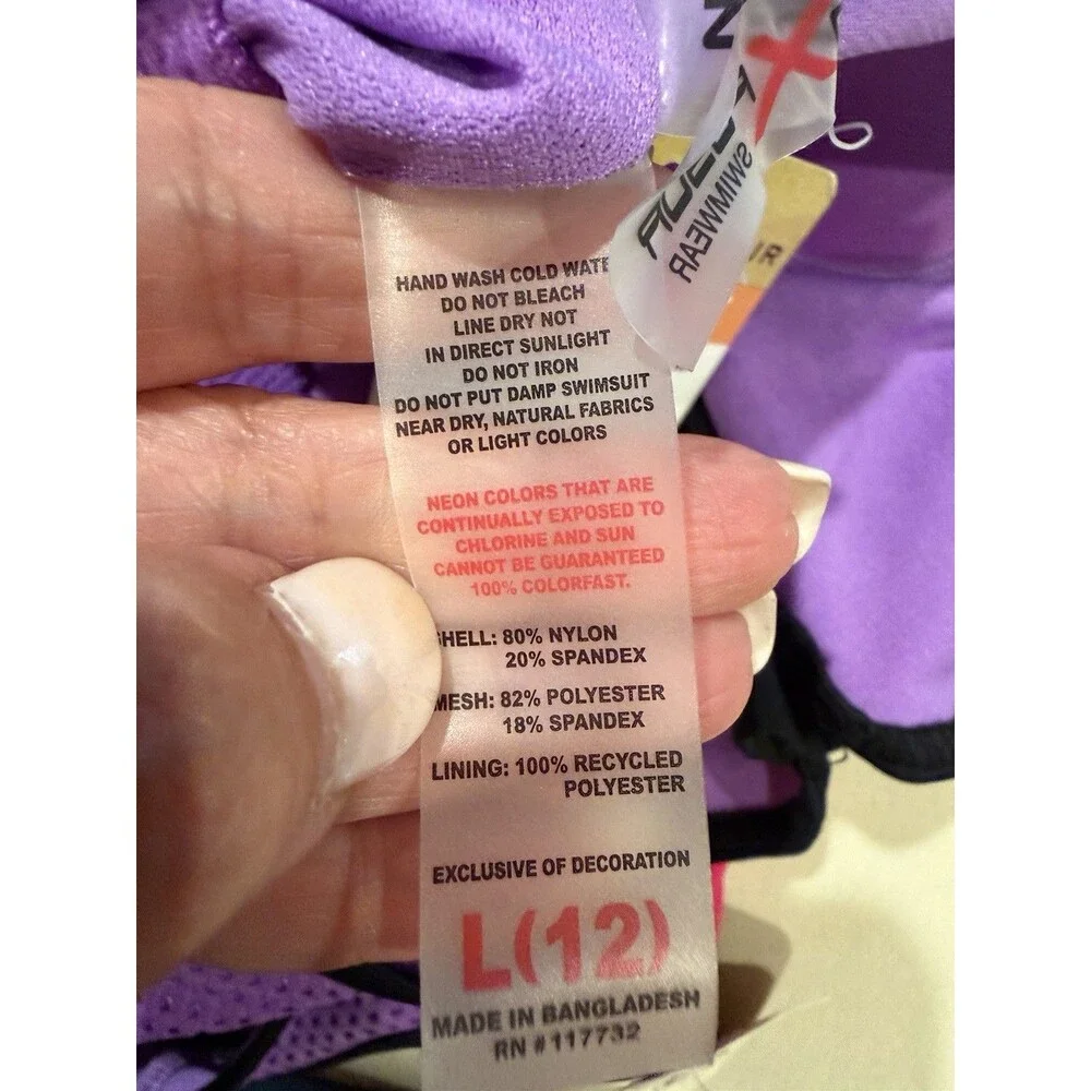 ZeroXPosur Size Large (12) Swim Top With Zipper & 4-Way Stretch Colorful UPF 30+